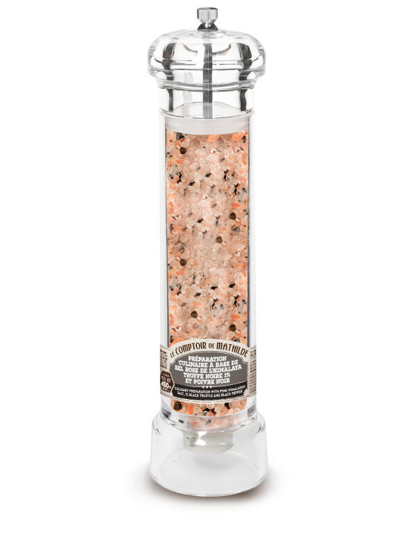 Préparation Culinaire - Sel Rose de l'Himalaya, Truffe Noire 1% et Poivre Noir - Moulin XL - 450g