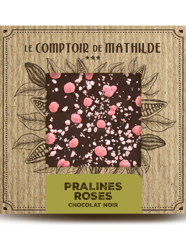 Pralines Roses de Lyon - Tablette Chocolat Noir - 80g